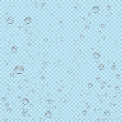 water bubbles in blue transparent