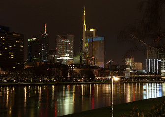 The lights of the big city.The lights of the big city, the embankment of the River Main in Frankfurt.