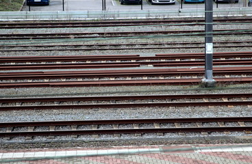 Railway, train tracks in Aarschot Belgium