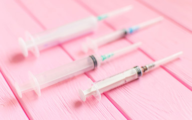 Syringes   on a white background.