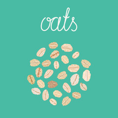 Oat flakes. Healthy natural breakfast. Portion of oats. Vector hand drawn illustration.
