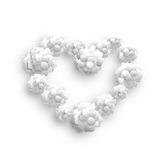 Flower heart. Valentines greeting card. 3d illustration