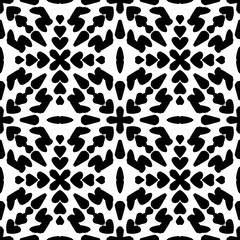 Black and White Seamless Ethnic Pattern. Vintage, Grunge, Abstract Tribal Background for Textile Design, Wallpaper, Surface Textures, Wrapping Paper