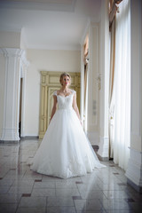 Beautiful bride in wedding dress before wedding ceremony