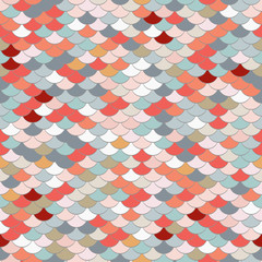Abstract seamless pattern. Stylised fish scale background. Colorful texture. Random colors. For decoration, wallpaper, web-page background.