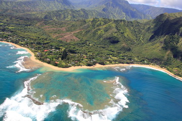 Ke'e Beach Kalalau Trail aus der Vogelperspektive Kauai Hawaii USA