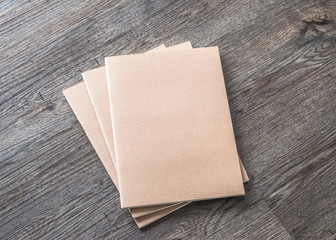 Blank book mock up, catalog, magazines or note cover template with recycle brown paper texture on...