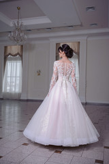 Fototapeta premium beautiful smiling bride before wedding ceremony