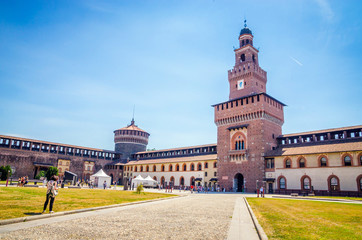 Fototapeta na wymiar The Sforza Castle - Castello Sforzesco in Milan, Italy