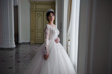 beautiful smiling bride before wedding ceremony