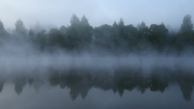 nature, fog over the river