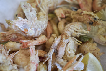 Assorted fried seafood