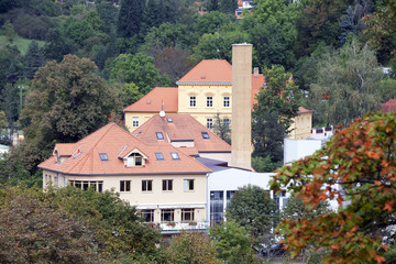 Fototapeta na wymiar Ancient historical houses in Cesky Krumlov. Czech Republic....