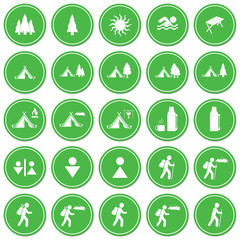 Fototapeta premium Set of Hiking tourists icon. Vector illustration