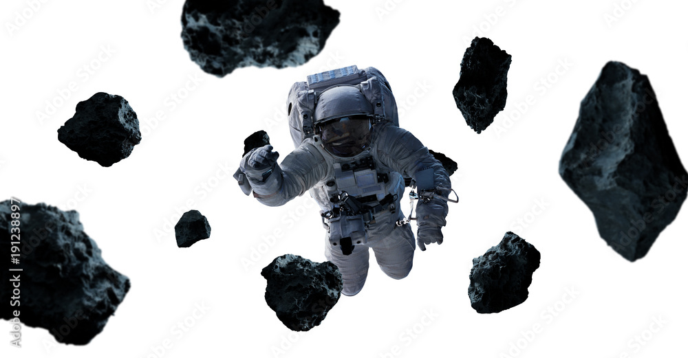 Poster astronaut isolated on white background 3d rendering elements of this image furnished by nasa
