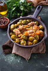 Roasted brussels sprouts with meat