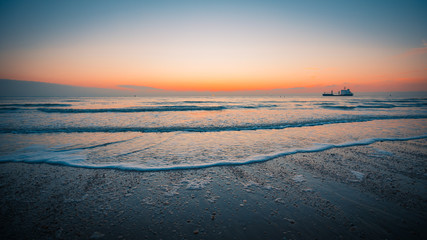 Dutch beach at sunset