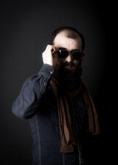 Fototapeta premium male model shoots in studio environment
