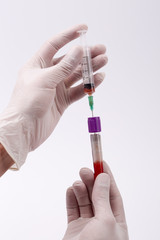 blood tube and injector white background