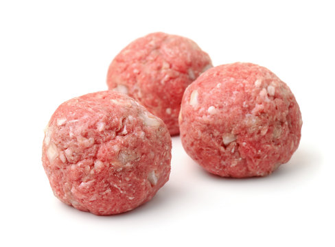 Fresh raw meatballs