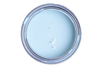 Can with mint paint isolated on white background, top view