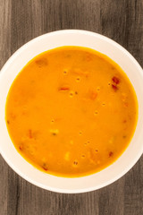 Bowl Of Vegetarian Butternut Squash Soup With Red Peppers
