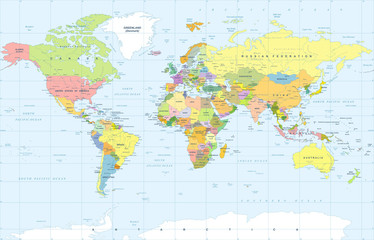 Political Colored World Map Vector
