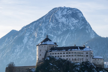 The medieval fortress of Kufstein stands on a hill at the border of Austrian Tyrol and German Bavaria. The mountain in the background is called Pendling