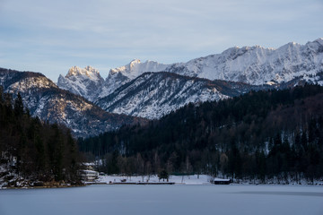 View from the western shore of the Hechtsee lake on the Austrian - German border