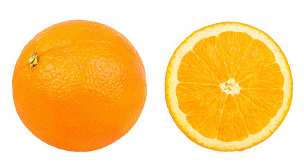 Juicy orange isolated on white background with clipping path