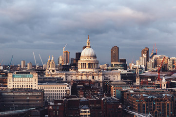 Fototapeta na wymiar St Paul's Cathderal dome on London skyline on cloudy day