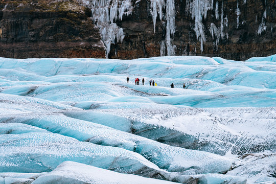 mountaineers hiking a glacier 