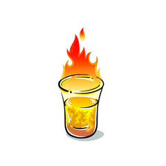 One shot with fire isolated on white background, vector illustration