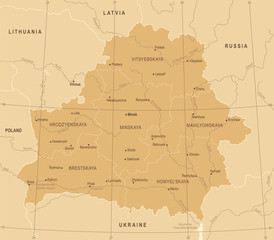 Belarus Map - Vintage Detailed Vector Illustration