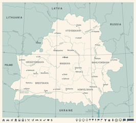 Belarus Map - Vintage Detailed Vector Illustration
