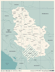 Serbia Map - Vintage Detailed Vector Illustration
