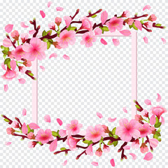 Plakat Realistic sakura japan cherry branch