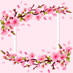 Naklejka na ściany i meble Realistic sakura japan cherry branch