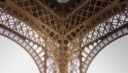 architectural detail of the Eiffel Tower in Paris