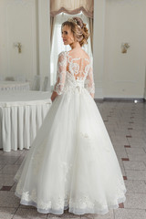 Fototapeta premium Beautiful bride in wedding dress 