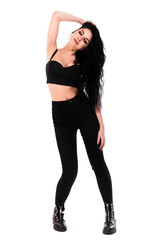 Fototapeta premium Pretty young woman in black clothes