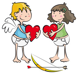 cupido corazones enamorados