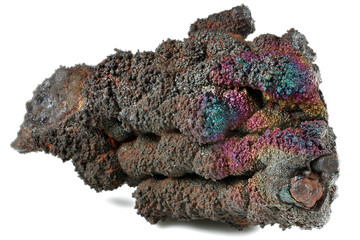 iridescent goethite from Tharsis/ Spain isolated on white background