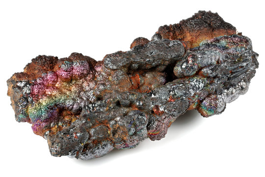 iridescent goethite from Tharsis/ Spain isolated on white background