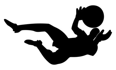 the silhouette of the goalkeeper catches the ball