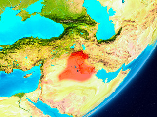 Orbit view of Iraq in red