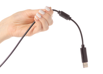 USB plug in hand