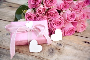 Gru&szlig;karte - Blumenstrau&szlig; - rosa Rosenstrau&szlig;