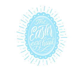 Happy Easter lettering in egg. Vector isolated handwritten Inscription. Brush pen modern trendy style. Hand drawn calligraphy.