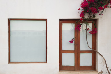 Window and door of old village house